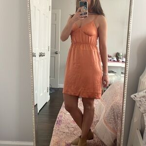 J Crew Coral Silk Slip Dress Sz 4